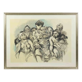 Renato Guttuso, Homage to Michelangelo, Original Etching, 1975 For Sale