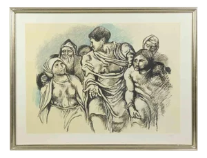Renato Guttuso, Homage to Michelangelo, Original Etching, 1975