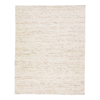Modern Moroccan Handmade Wool Rug in Beige Natural Color by Apadana For Sale