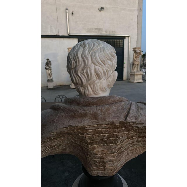 Huge Bust of Roman Emperor, 1950, Marble For Sale - Image 9 of 12