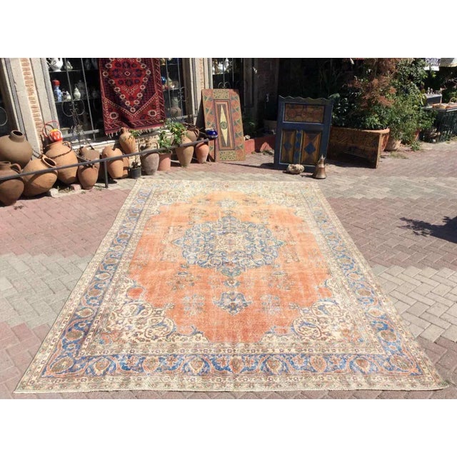 Oversized Vintage Distressed Oushak - 102" X 155" For Sale - Image 11 of 11