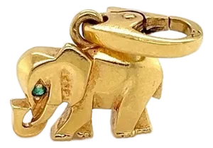 Cartier 18k Yellow Gold Emerald Elephant Charm Pendant