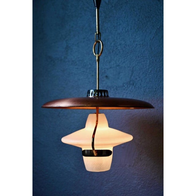 Large Suspension Lantern in Glass and Golden Brass, 1950s For Sale - Image 10 of 18