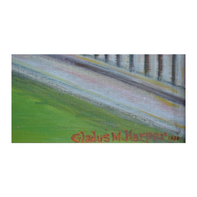 The Town Park - Mid Century 1930's Landscape by Gladys Harper For Sale - Image 4 of 4