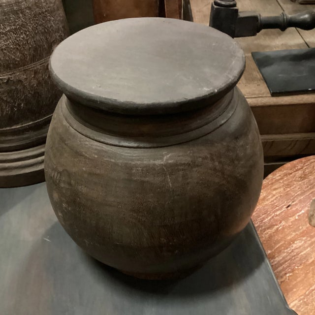 Early 20th Century Early 20th Century Indian Wooden Vessel With Visible Wood Grain For Sale - Image 5 of 12