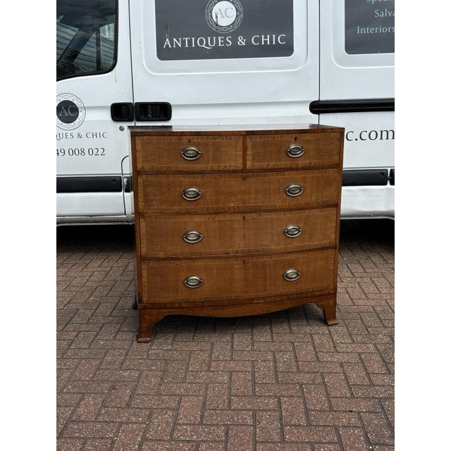 Bow Front Chest of Drawers in Inlaid Mahogany For Sale - Image 10 of 11