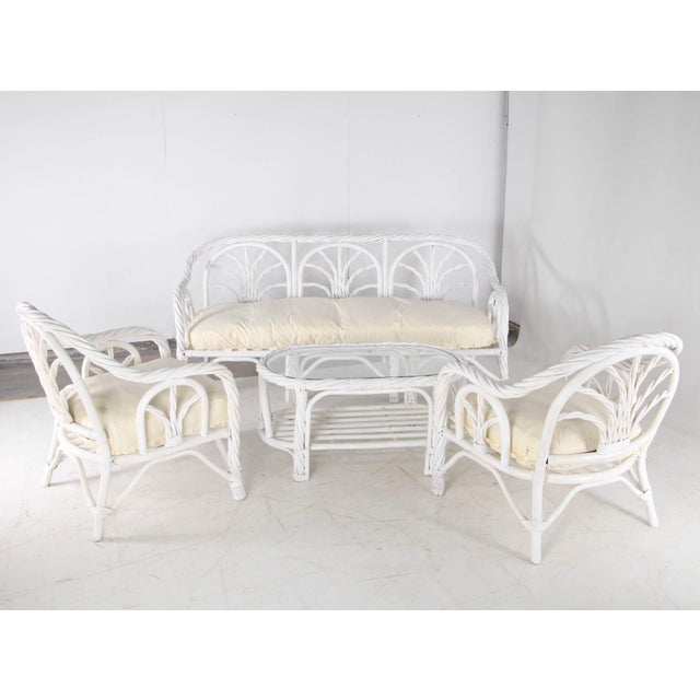 Bleached Rattan Lounge Set, 1970s, Set of 4 For Sale - Image 17 of 17