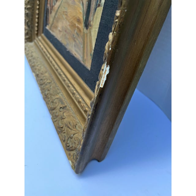 Antique Original European Street Scene Painting For Sale - Image 10 of 11