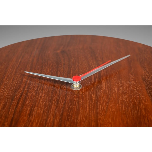 Mid-Century Modern 13 Inch Minimalist Wall Clock Carved From Solid Walnut, Usa, C. 1970s For Sale - Image 13 of 16