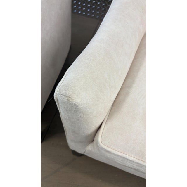 Ethan Allen Pair Ethan Allen White Ultrasuede Grace Barrel Chairs For Sale - Image 4 of 5