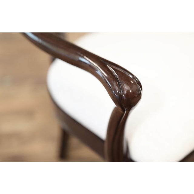 Set of 10 Transitional Solid Mahogany Oval Back Dining Room Chairs W Crypton Fabric For Sale - Image 10 of 15