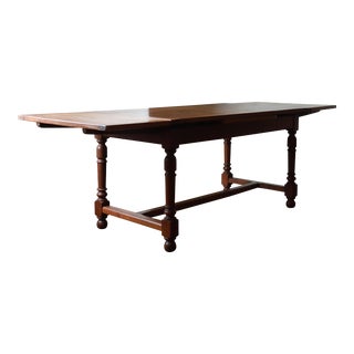 19th Century French Provincial Draw Leaf Dining Table, Farmhouse Extension Trestle Table For Sale