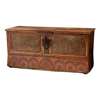 Antique Spanish Painted Chest with Mudéjar and Moorish Influence, 1800 For Sale