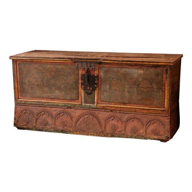 Antique Spanish Painted Chest with Mudéjar and Moorish Influence, 1800 For Sale