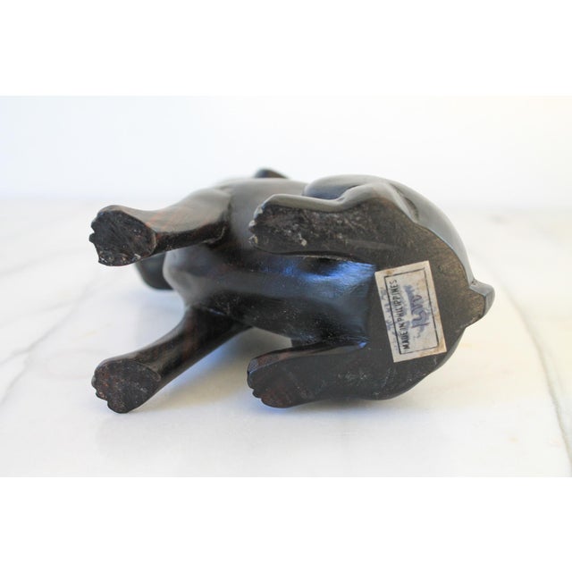 Vintage Folk Art Carved Iron Wood Dog Sculpture For Sale - Image 9 of 10