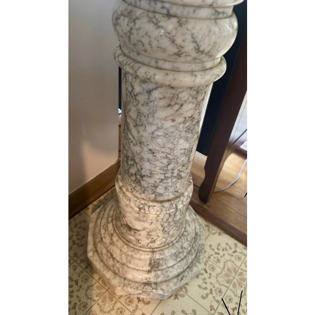 White Neoclassical Italian Carrara Marble Pedestal, 19th Century For Sale - Image 8 of 8