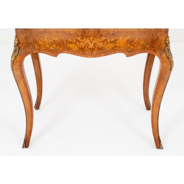Wonderful French Walnut and Marquetry Bonheur de Jour. Standing on Typical French Swept Legs with Ormolu Mounts and...