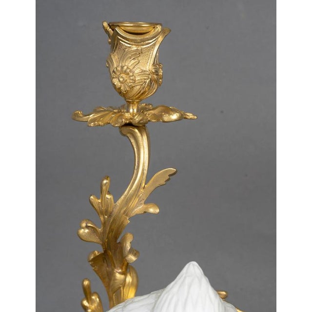 Japanese Porcelain and Gilt Bronze Falcon Candelabras, 19th Century, Set of 2 For Sale - Image 10 of 12