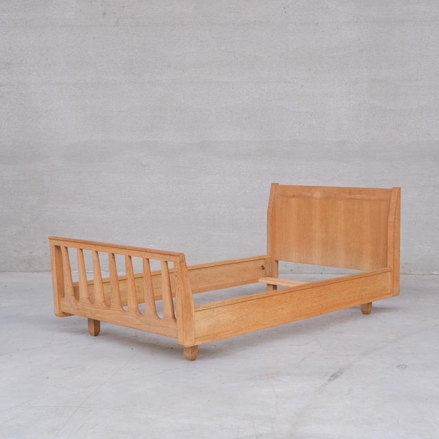 Mid-Century French Oak Single Bed by Guillerme et Chambron For Sale - Image 11 of 12