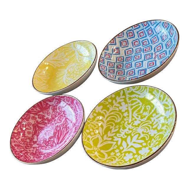 Lilly Pulitzer for Target Limited Edition Collaboration Porcelain Bowls Featuring an 18-Karat Gold Trim — Set of 4 For Sale