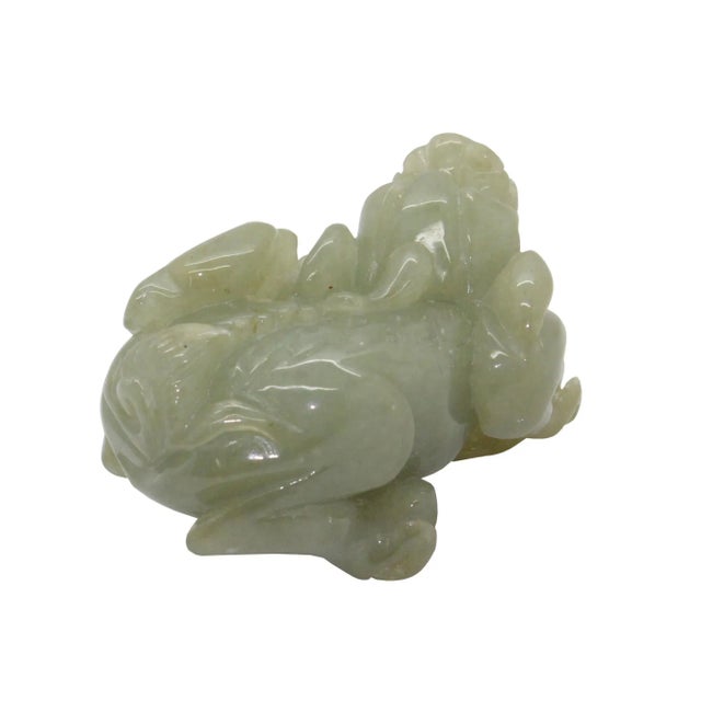 Detail Chinese Hand Carved Natural Jade Lucky Pixiu Figure Pendant For Sale - Image 4 of 6