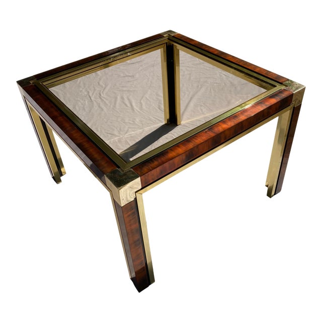 Mid-Century Modern Faux Tortoiseshell & Brass End Table For Sale
