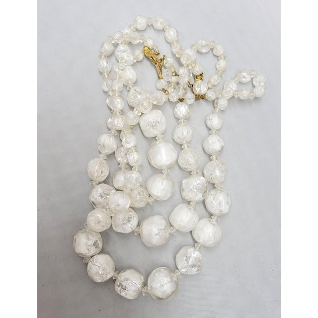 Vintage Signed Hattie Carnegie White/Clear Givre Beaded 3-Strand Necklace For Sale - Image 9 of 10