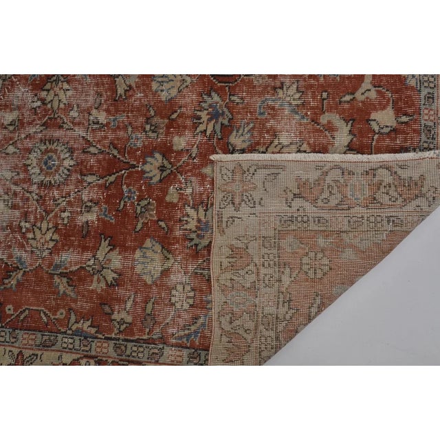 Apricot Vintage Anatolian Rug With Allover Floral Pattern For Sale - Image 8 of 10