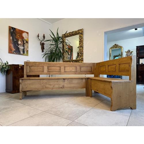 Farmhouse Corner Bench in Wood For Sale - Image 12 of 12
