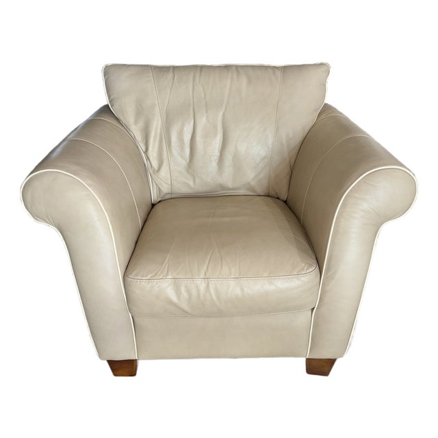 Italsofa by Natuzzi Beige Leather Arm Chair For Sale