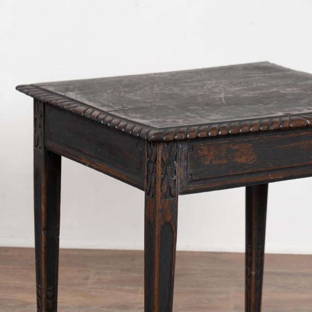 Traditional Early 19th Century Black Swedish Oak Side Table With Drawer For Sale - Image 3 of 16