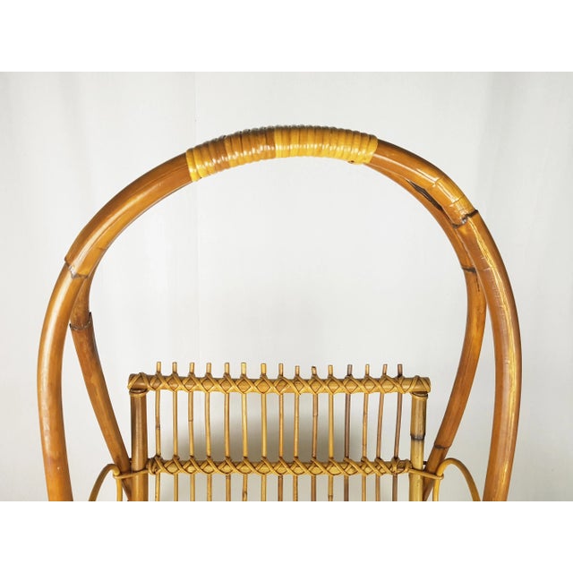Italian Rattan & Rush Magazine Rack, 1960s For Sale - Image 5 of 9