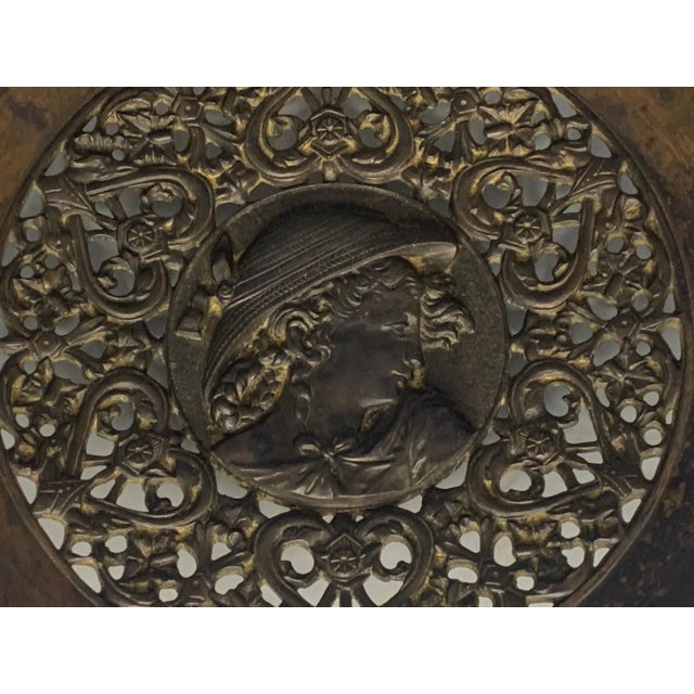 Art Nouveau Art Nouveau Bronze Maiden Plate: Repousse Wall Plaque For Sale - Image 3 of 8