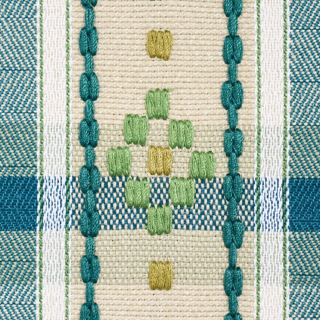 Schumacher SAMPLE - Schumacher Hutton Check Fabric In Leaf For Sale - Image 4 of 4