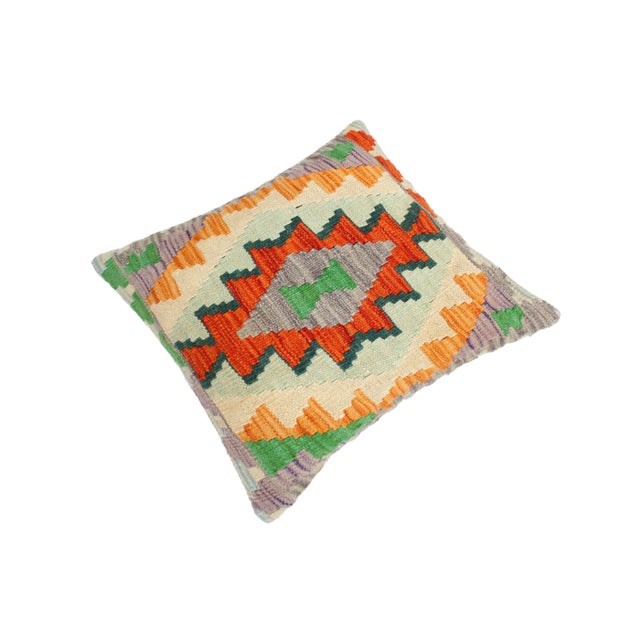 Modern Turkish Sharyn Hand Woven Kilim Throw Pillow For Sale - Image 4 of 5