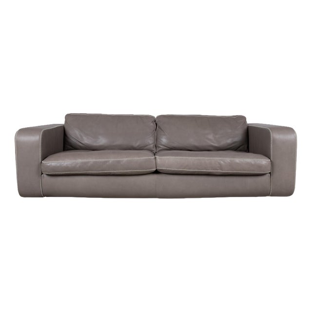Four-Seater Leather Sofa in Grey Couch by Machalke Valentino For Sale