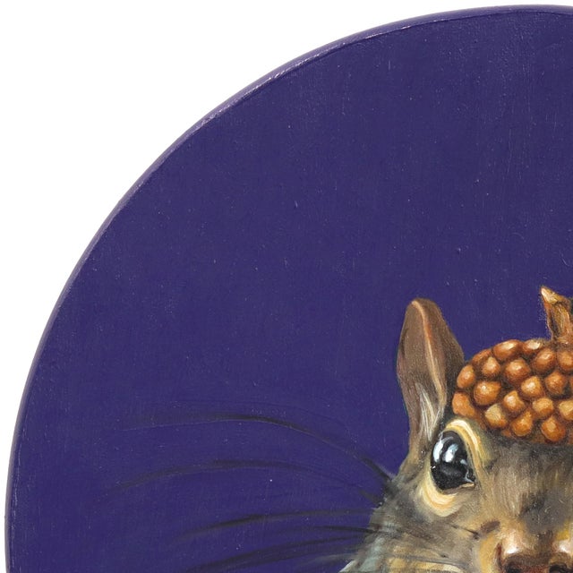 Squirrel Nut Cap - Original Squirrel Animal Pop Art Oil Painting For Sale - Image 4 of 9