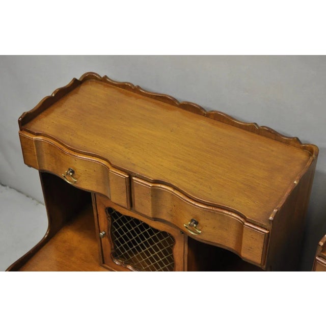 Vintage French Country Provincial Walnut Fruitwood Step Nightstands - A Pair For Sale - Image 4 of 12