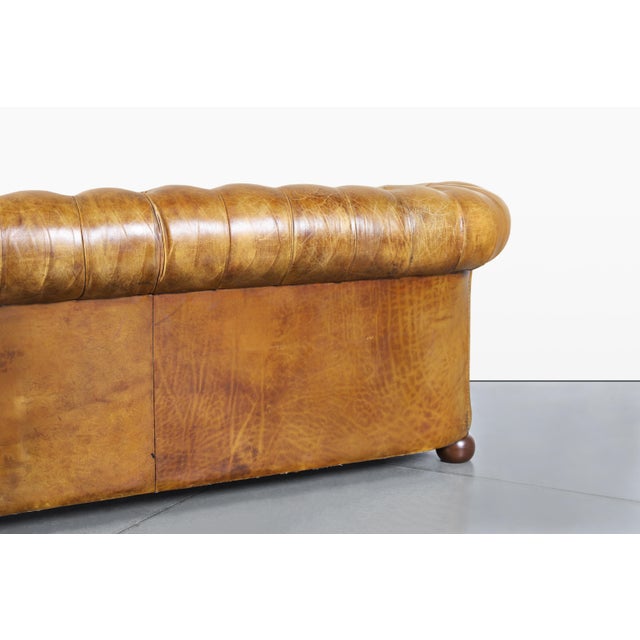 Vintage English Leather Chesterfield Sofa For Sale - Image 11 of 11