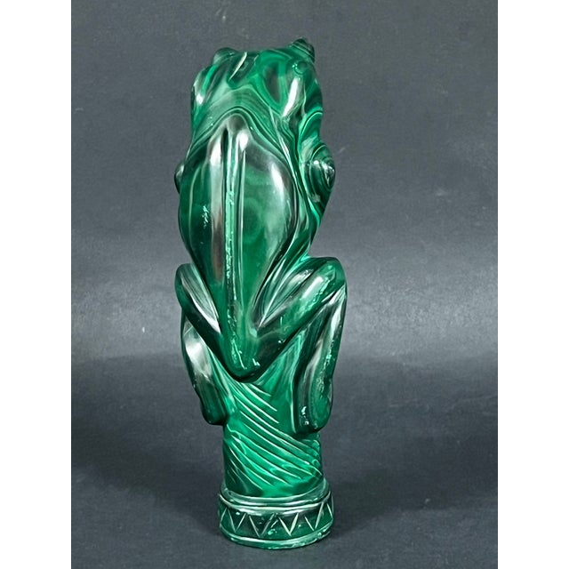 Late 20th Century Handcarved Malachite Solid Stone Frog Sculpture For Sale - Image 12 of 12