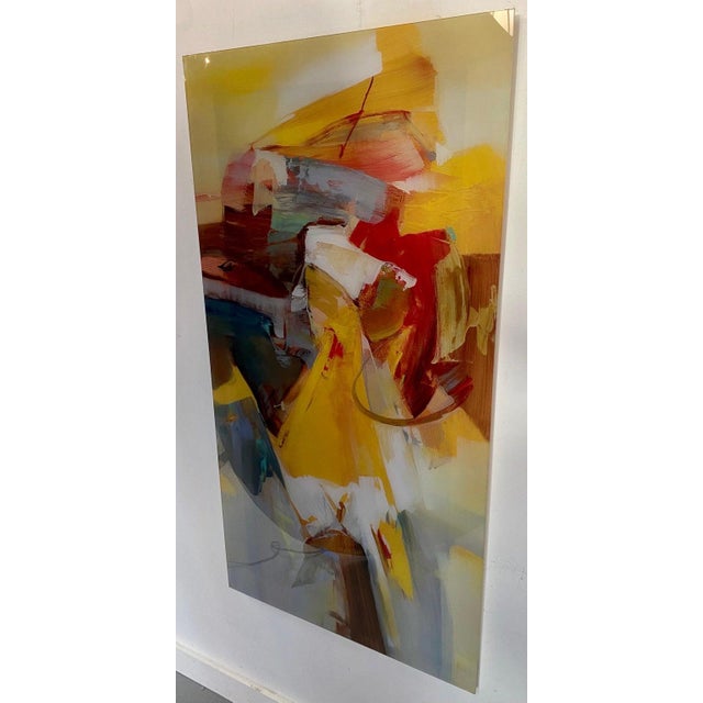 Abstract Acrylic on Plexiglass Painting Attributed to Wilfred Lang