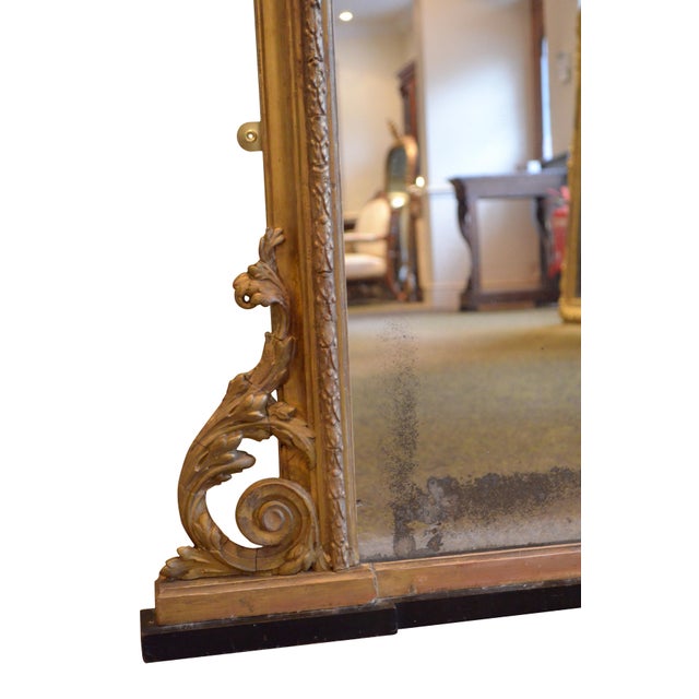 Wood Large Victorian Giltwood Arched Overmantel Mirror, 1850 For Sale - Image 7 of 15