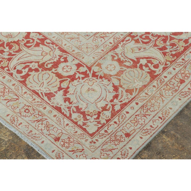 1920s Antique Persian Floral Rug With Sky Blue Field and Coral Medallion - Rug & Kilim For Sale - Image 5 of 7