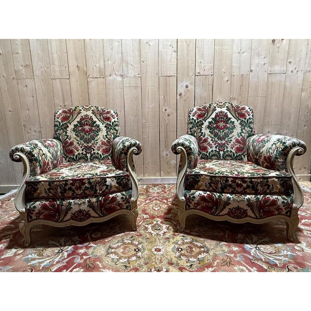 Louis XV Style Bergère Chairs in Velvet, Set of 2 For Sale - Image 9 of 9