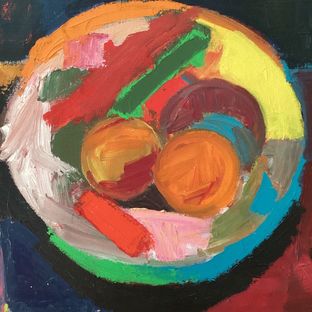 Mid 20th Century Post -Impressionist Still Life Fruit in the Bowl Painting on Canvas by B. Innes For Sale - Image 4 of 12