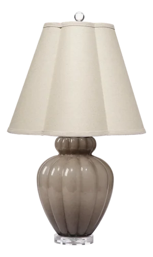 Jamie Young Agnes Blown Glass Table Lamp with Linen Scalloped Shade, Taupe