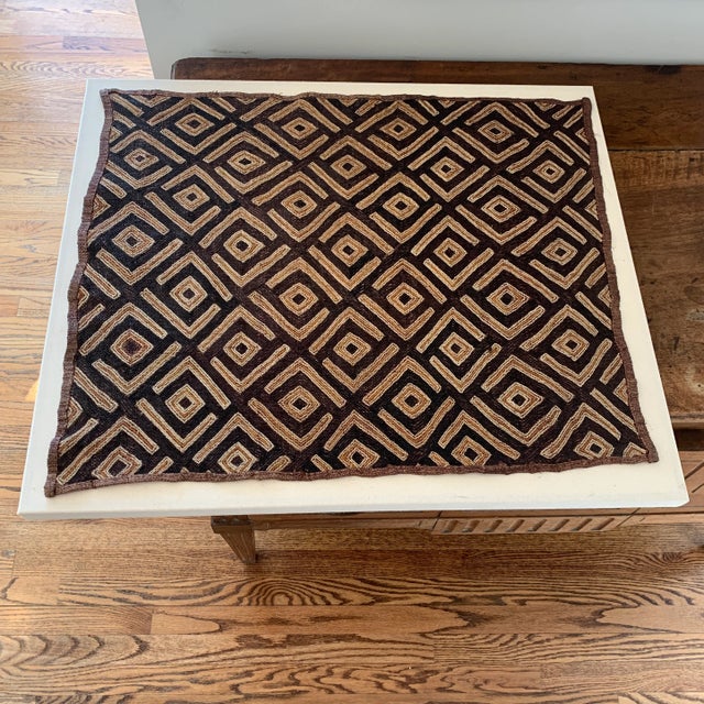 Brown Mid 20th Century Mounted African Kuba Cloth Textile Panel For Sale - Image 8 of 8