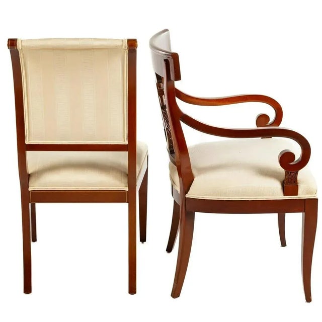 Traditional Late 20th Century Set of 6 Kindel National Trust Mahogany Federal Style Dining Chairs with Silk Fabric For Sale - Image 3 of 7