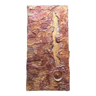 Iridescent Impasto Vintage Original Abstract Expressionist 16” Painting Wear Cracks For Sale