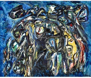 Werner Liebmann, Large German Neo Figuarist Abstract Expressionist Oil Painting Werner Liebmann, c.1980s-1990's